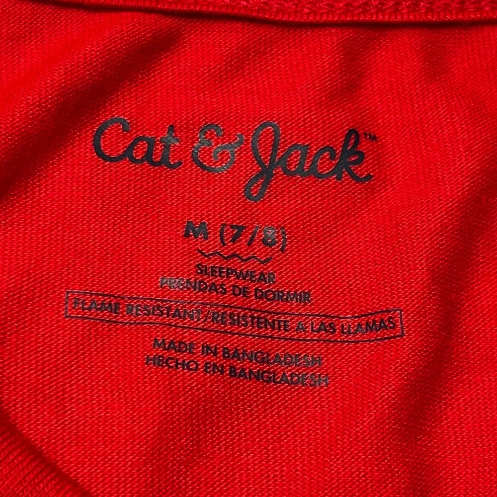 NWT Cat & Jack Reindeer Christmas Jammies Youth 7/8 Red White pants
